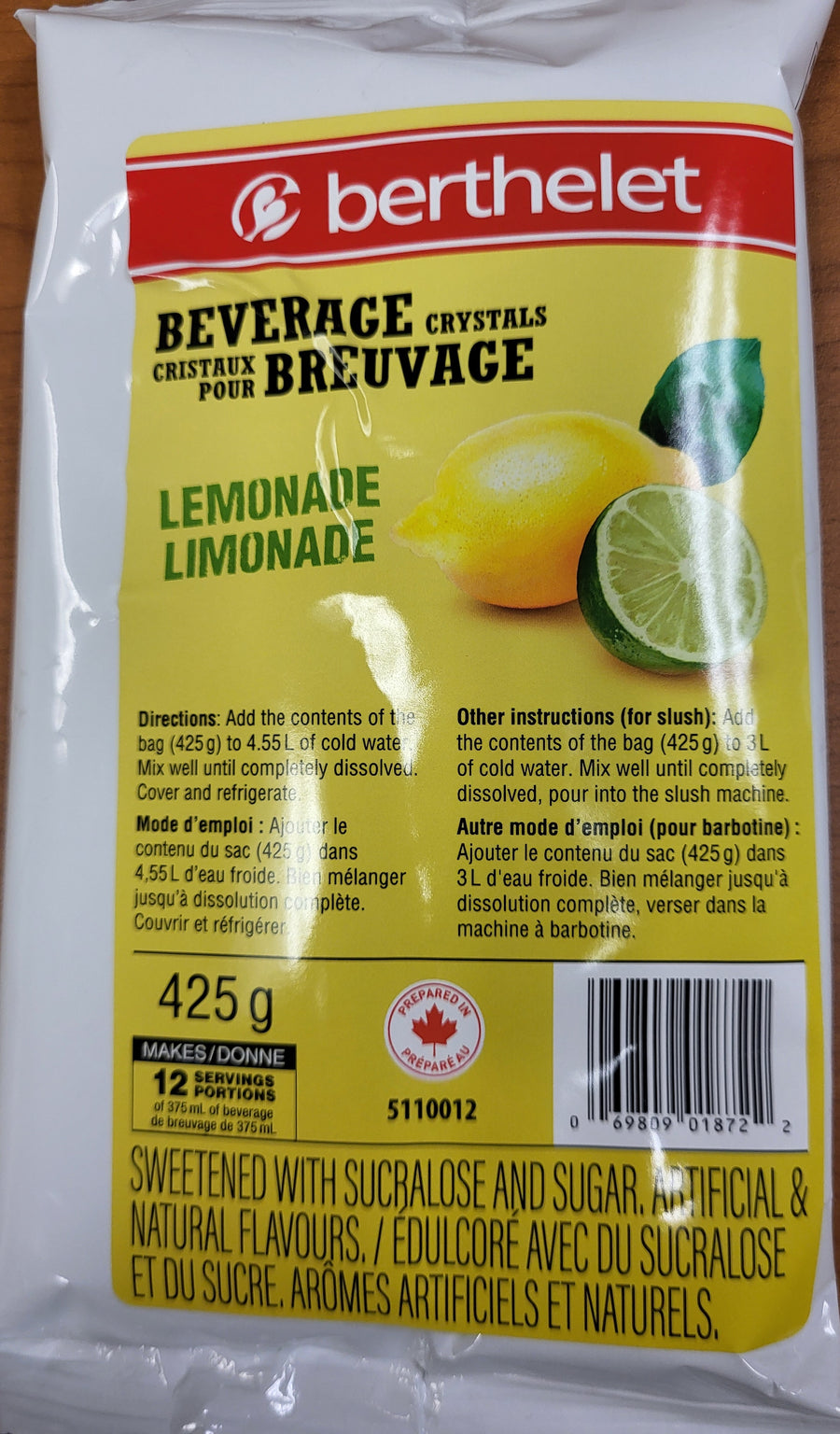 Berthelet Drink Crystals Lemonade 12/425g