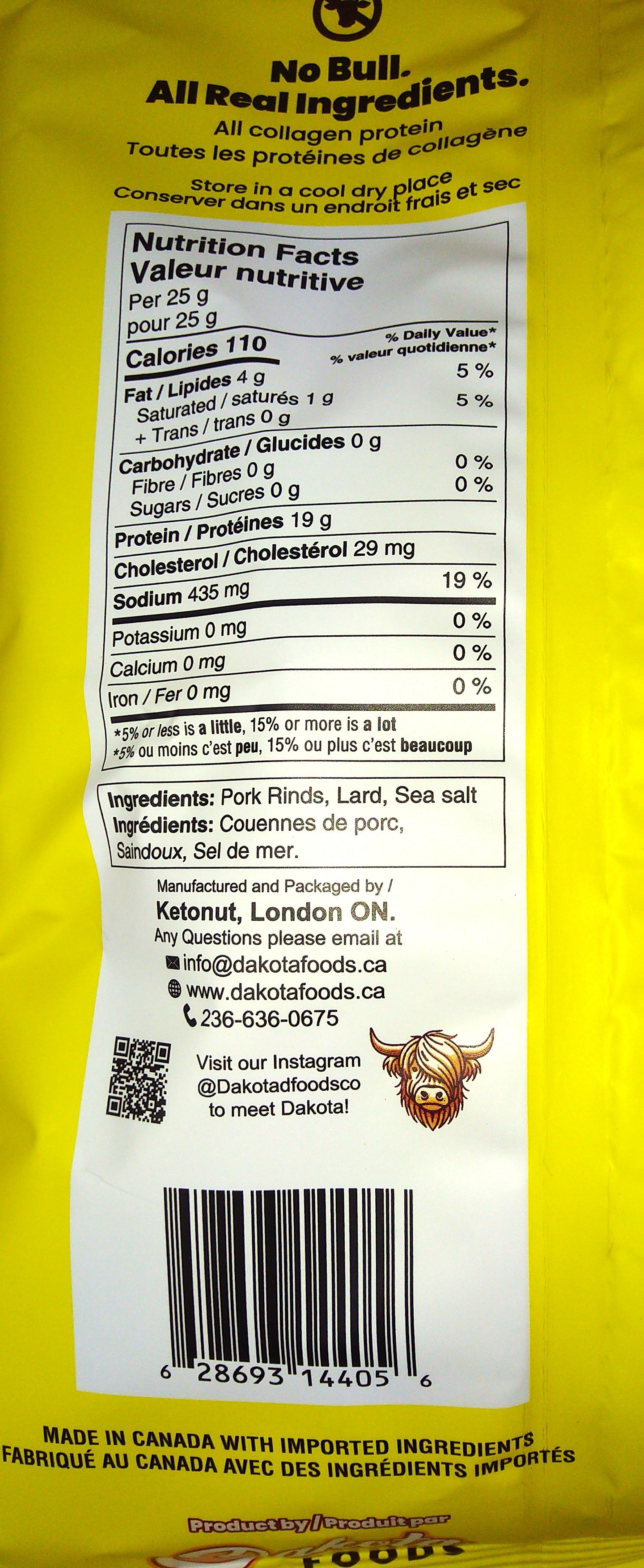 Dakota Pork Rinds Sea Salt 12/50g