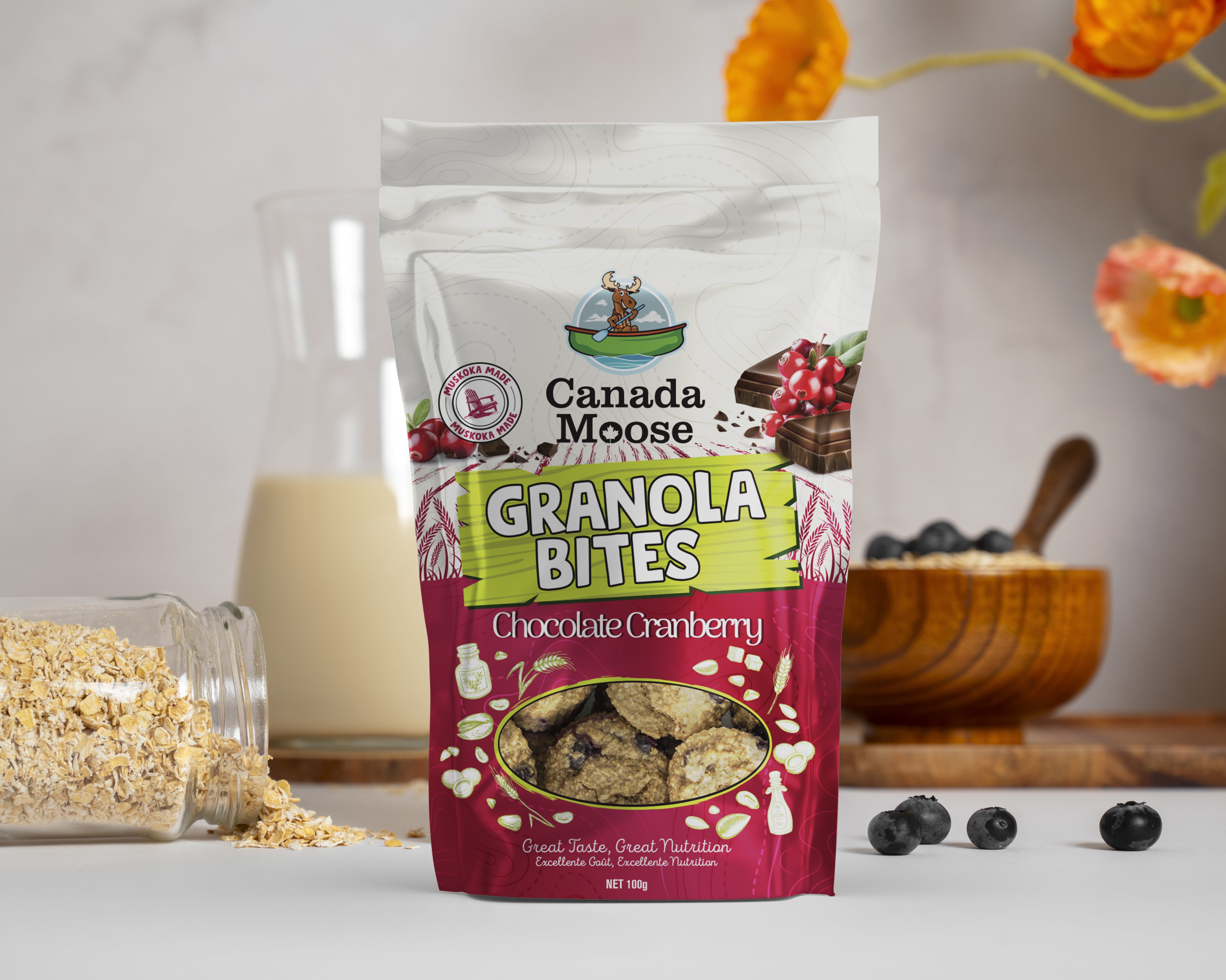 Canada Moose Granola Bites Chocolate Cranberry 12/100g