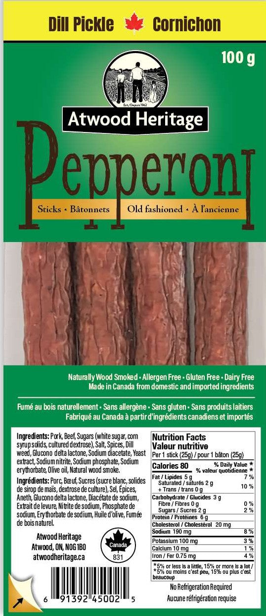 Atwood Heritage Pepperoni Dill Pickle 6/100g