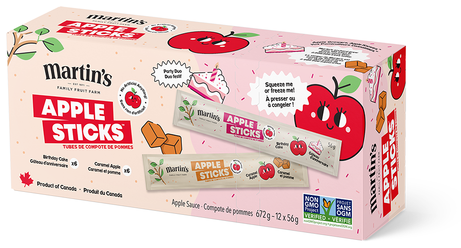 Martin Apple Sticks Birthday Cake Caramel Apple Party Duo, Case of 6 Boxes of 12/56g
