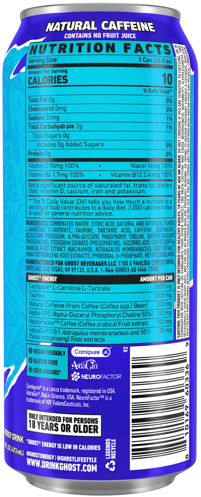 Ghost Blue Raspberry Label Ghost Energy Drink Blue Raspberry · Avid Gourmet