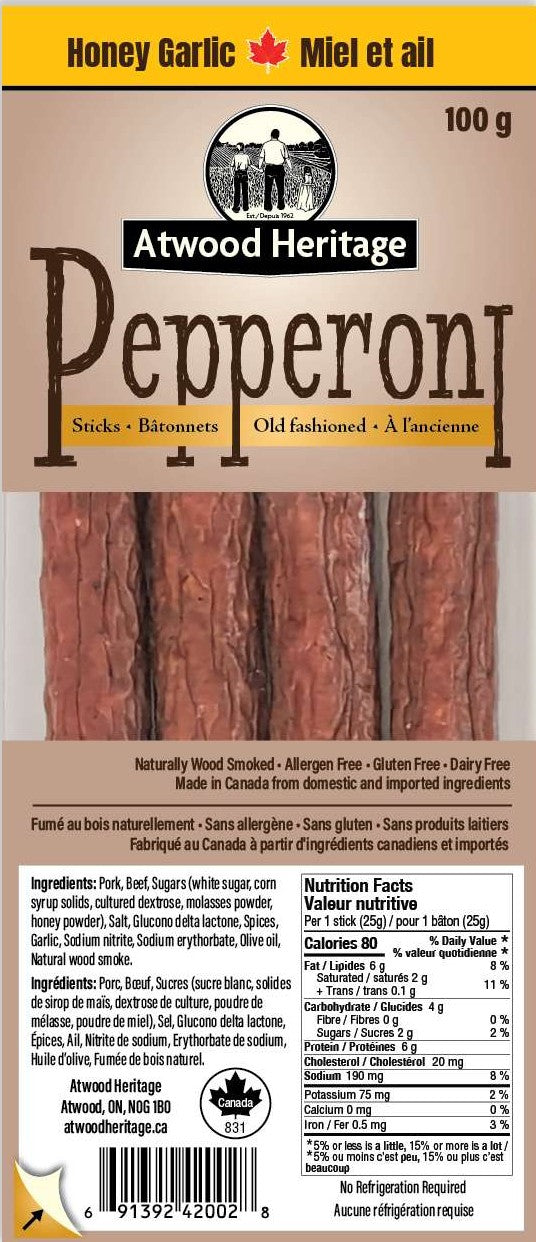 Atwood Heritage Pepperoni Honeyt Garlic 6/100g
