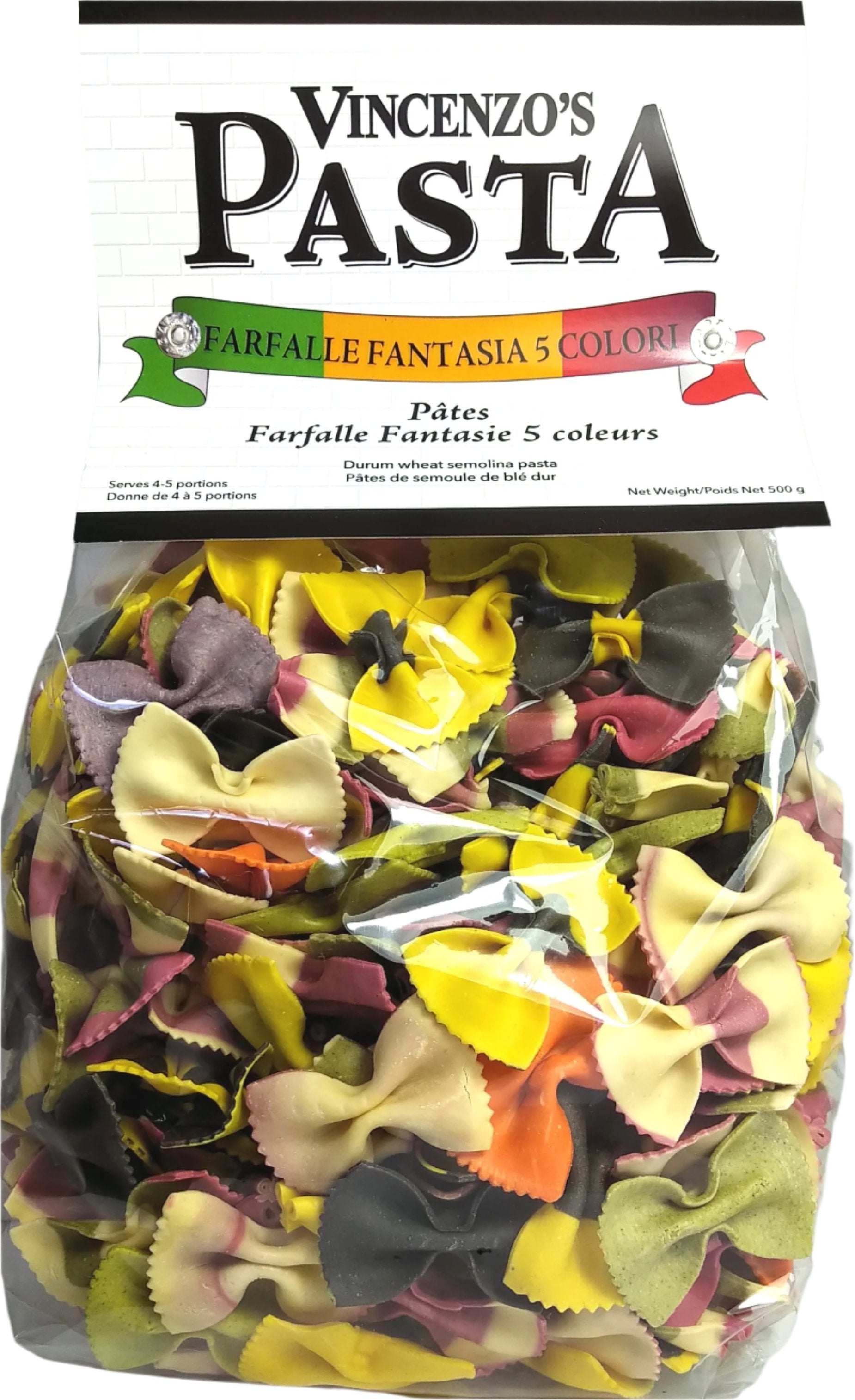 Vincenzo's Pasta 5 Colour Farfalle Fantasia 12/500g