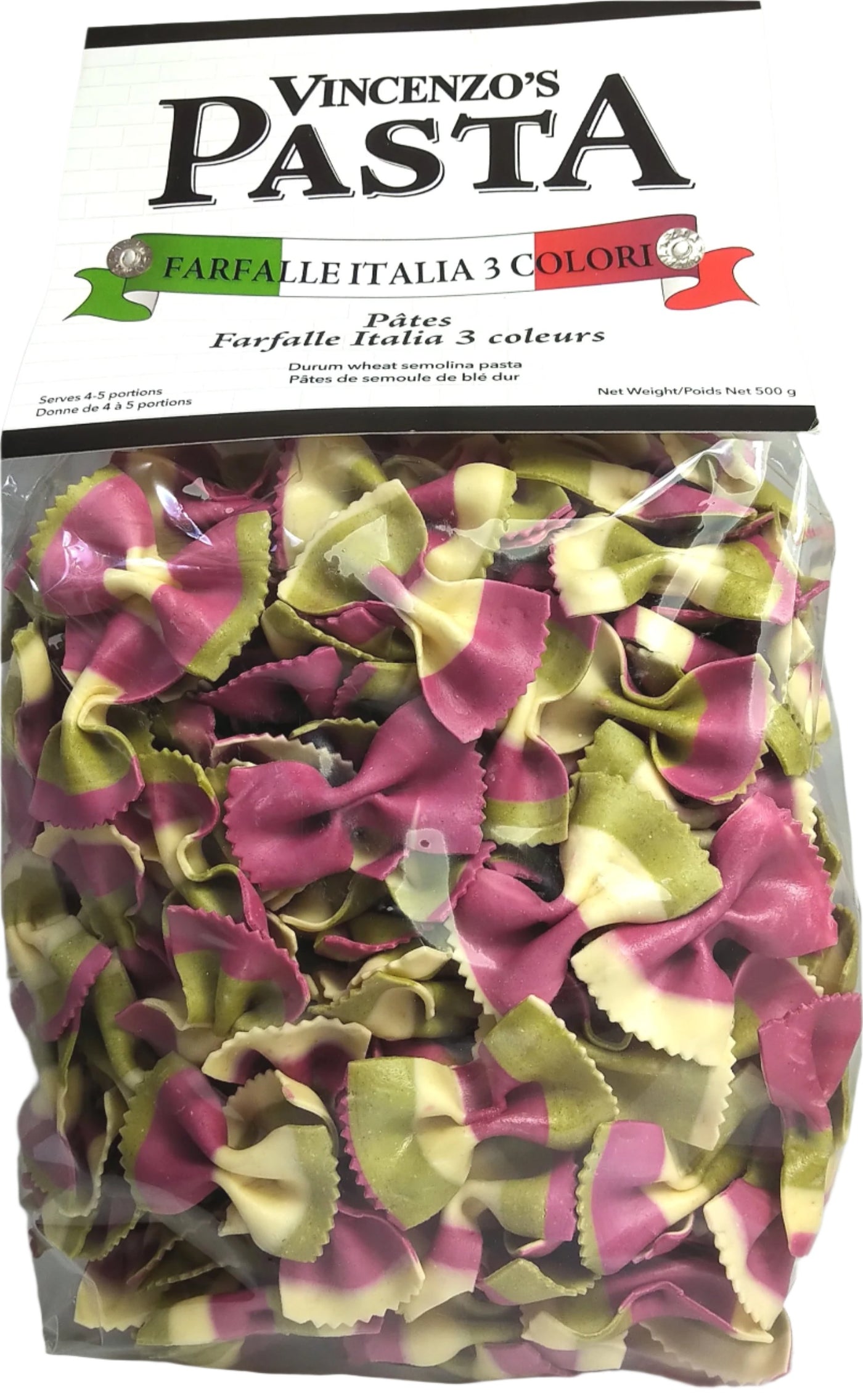 Vincenzo's Pasta 3 colour Farfalle 12/500g