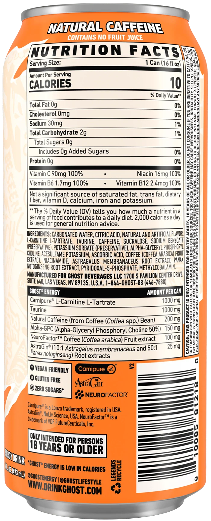 Ghost Energy Drink Orange Cream 12/473ml