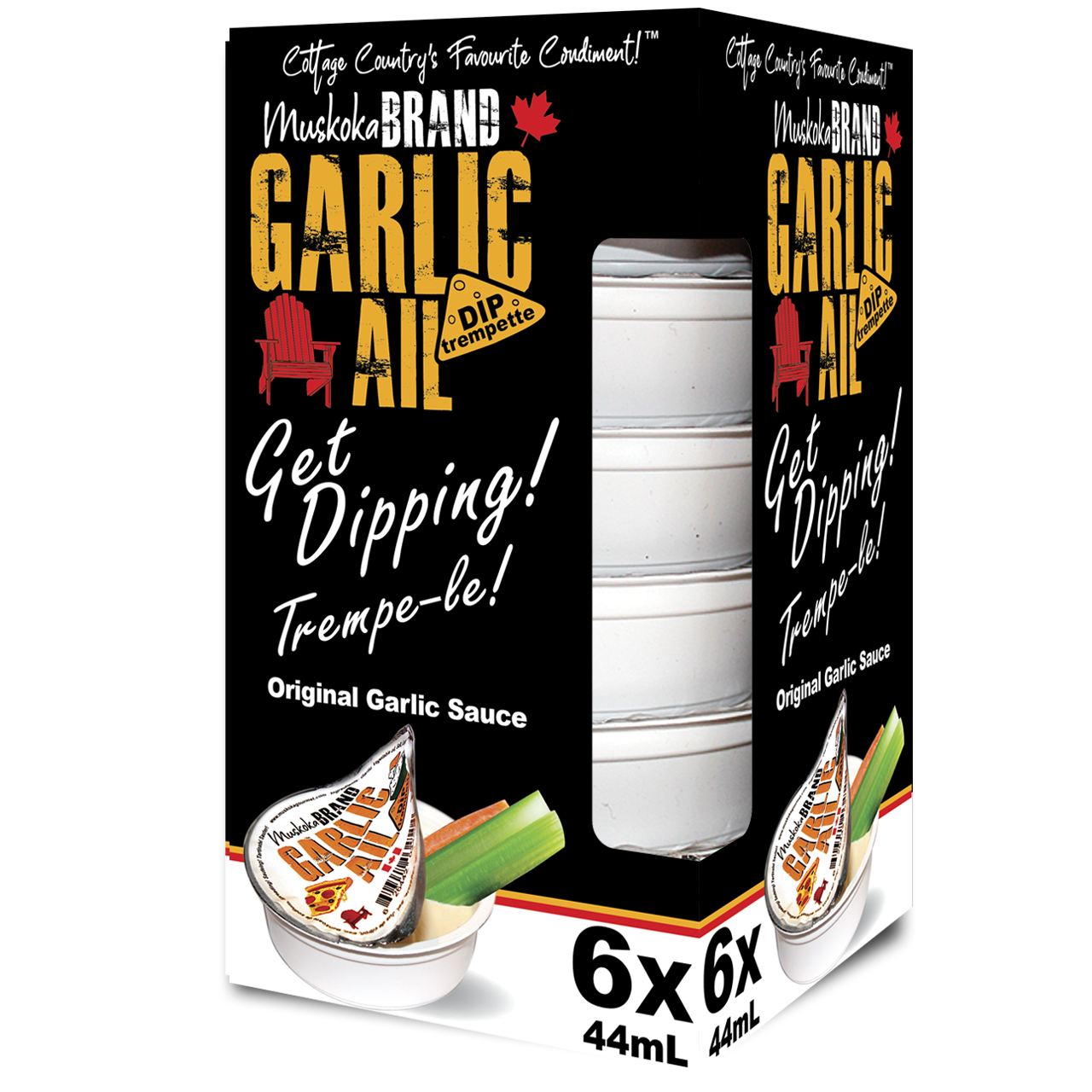 Muskoka Gourmet Dip Cups Original Garlic 6/6/44ml