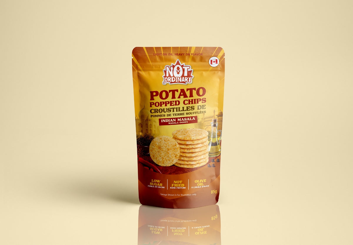 Not Ordinary Chips 16/85g Potato Popped Chips Indian Masala · Avid Gourmet