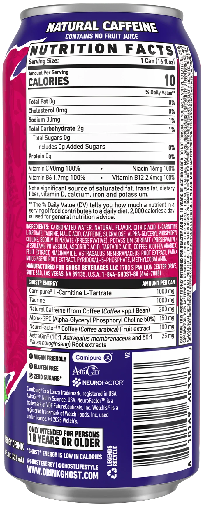 Ghost Energy Drink Grape 12/473ml
