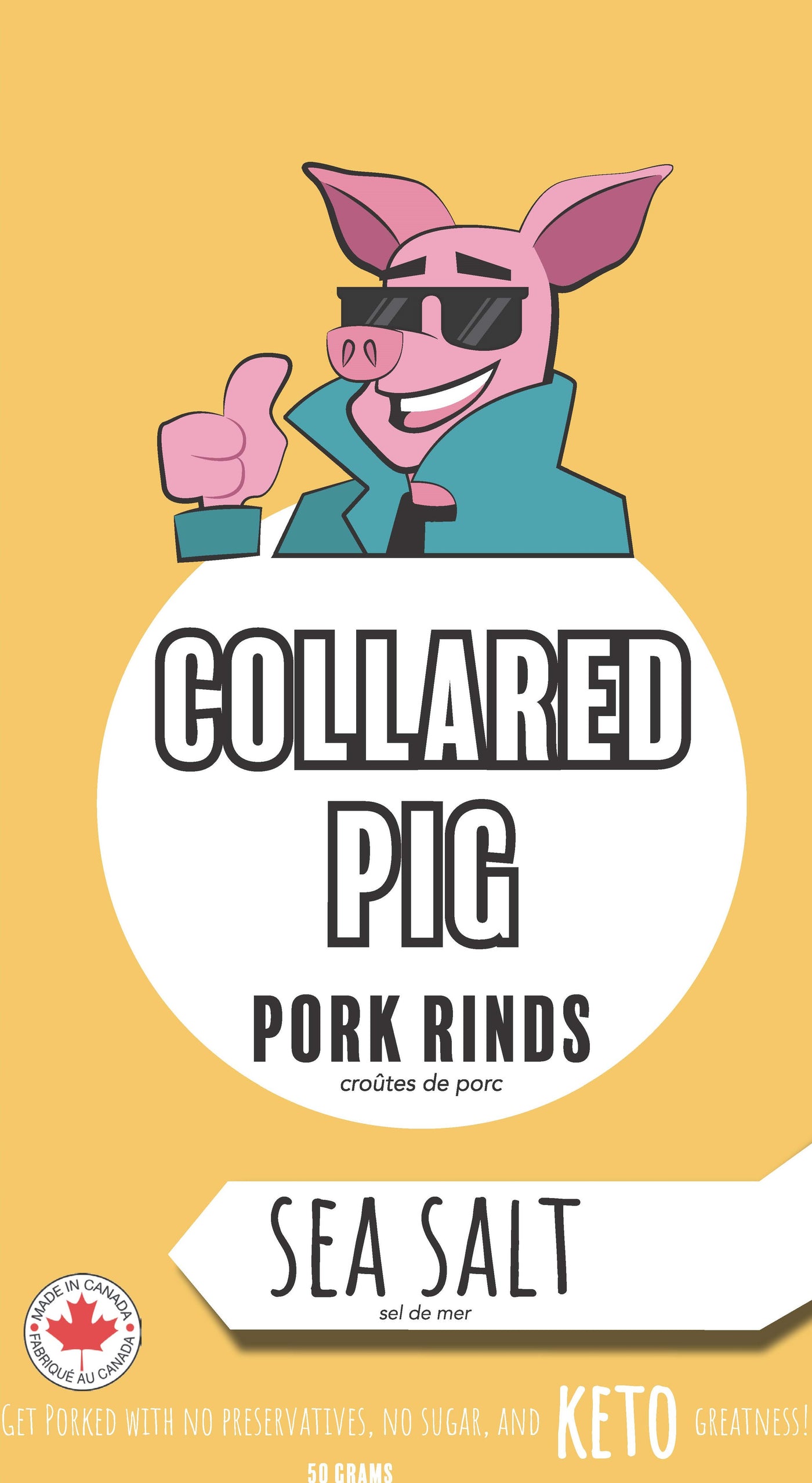 Collared Pig Pork Rinds Sea Salt 12/50g