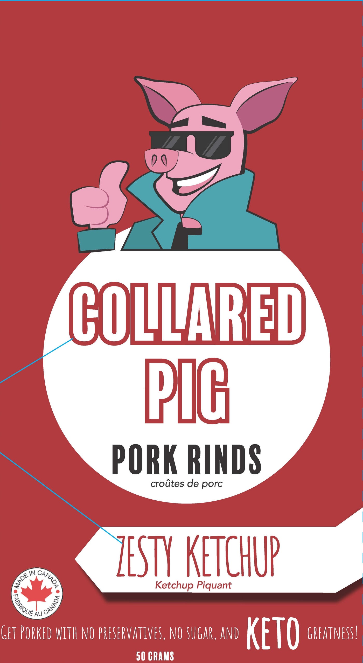 Collared Pig Pork Rinds Zesty Ketchup 12/50g